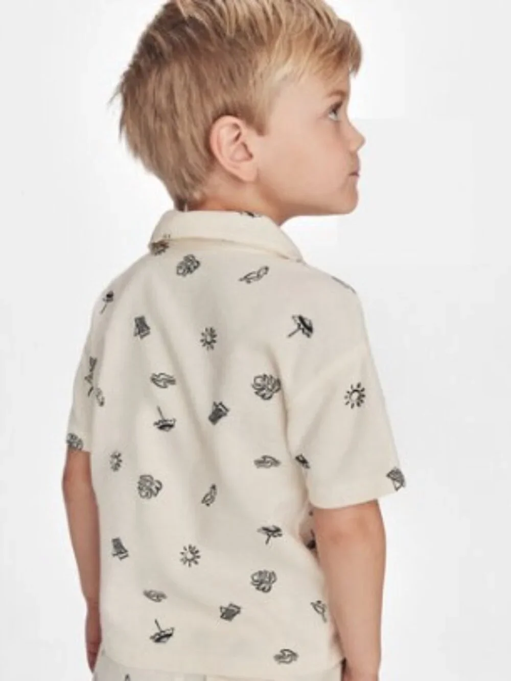 Carter's Boy's Beach Button Down Shirt Short Sleeve 4T Ivory New